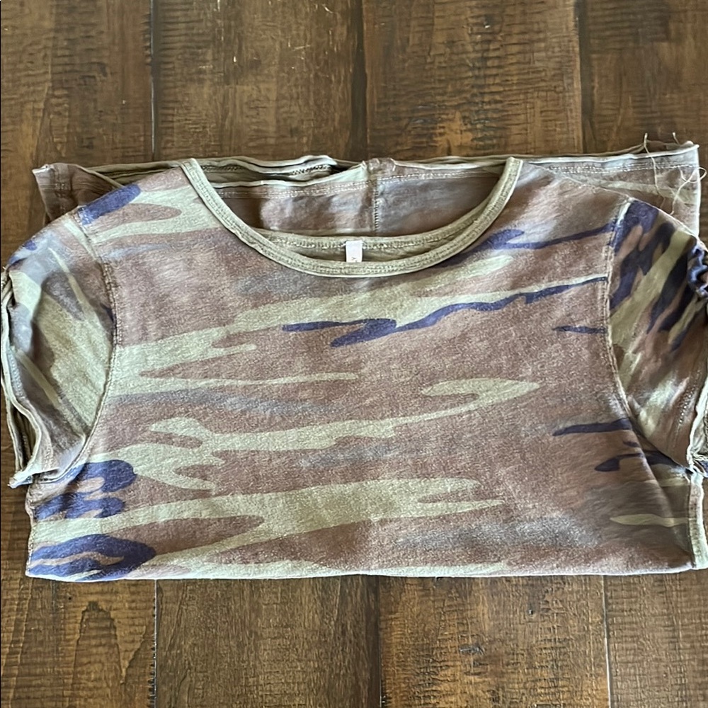 Z Supply Graphic Cap Sleeve Tee Brown and Green